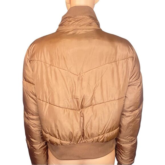 Ci Sono Outerwear Brown Puffer Jacket Women Size Medium Full Zip Short Length - Picture 3 of 5